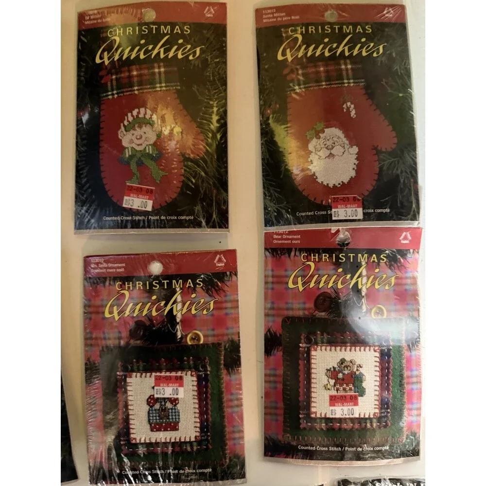 Vtg Cross Stitch Set Of 15 Christmas Themed Holiday Sets